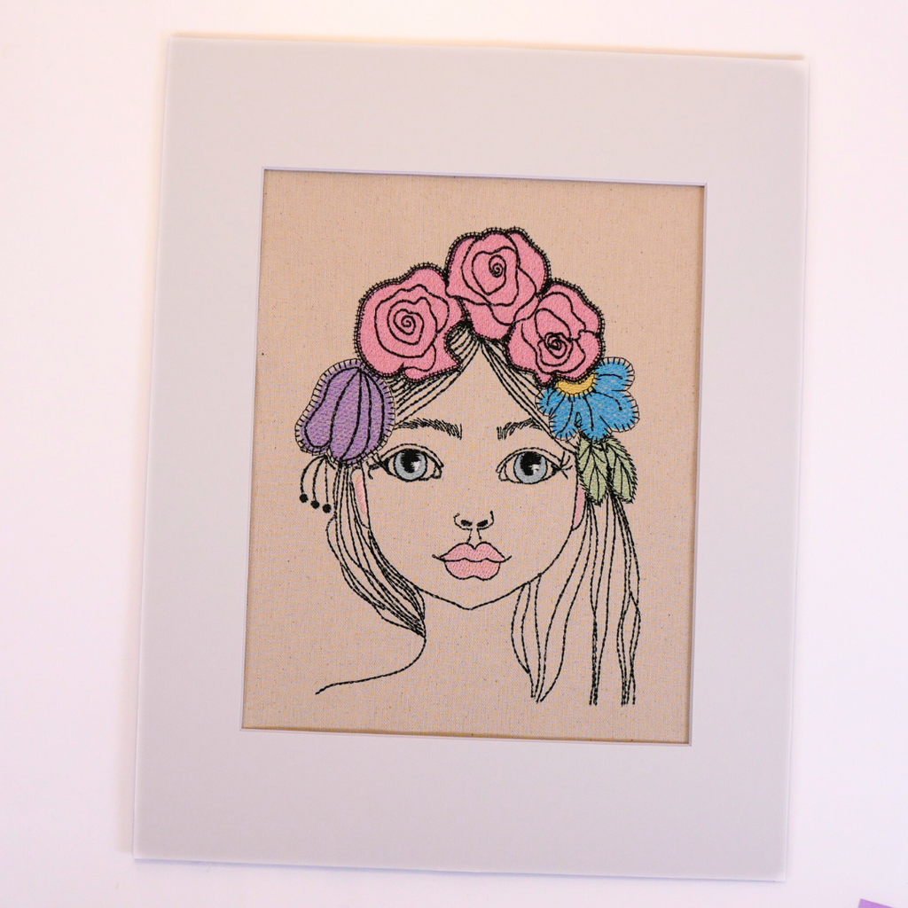 Girl with Floral Headband Art