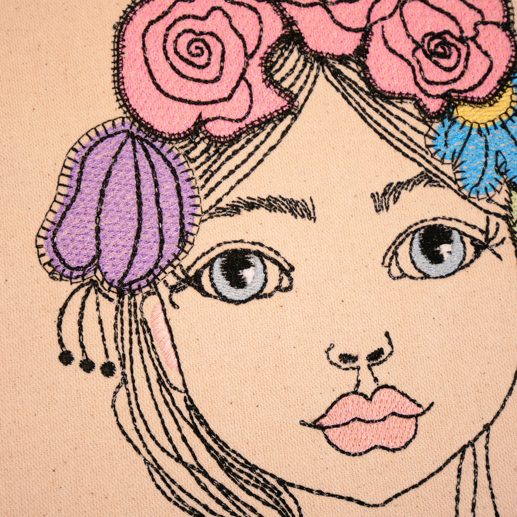 Girl with Floral Headband Art