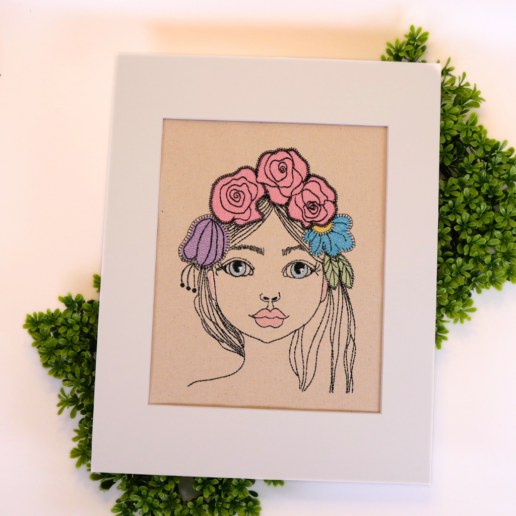 Girl with Floral Headband Art