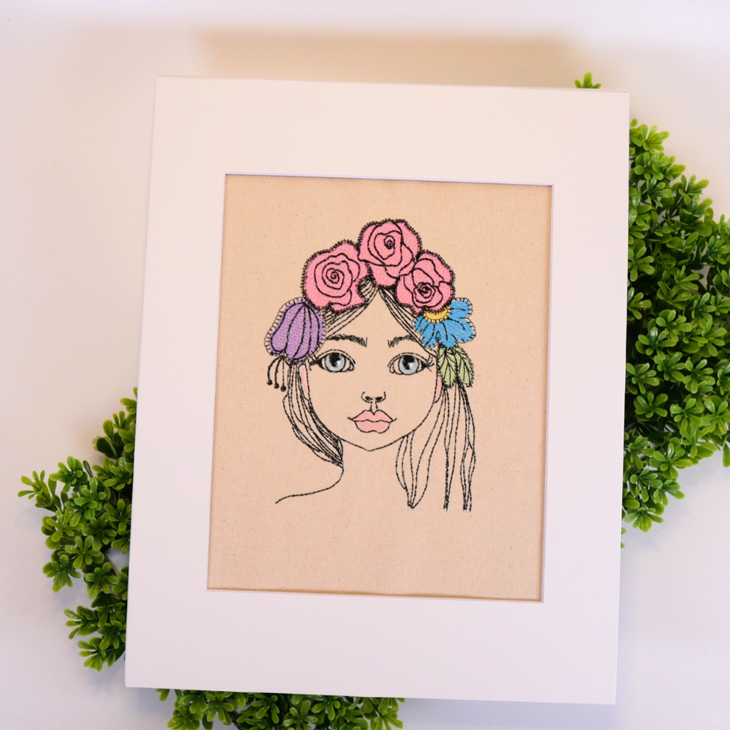 Girl with Floral Headband Art