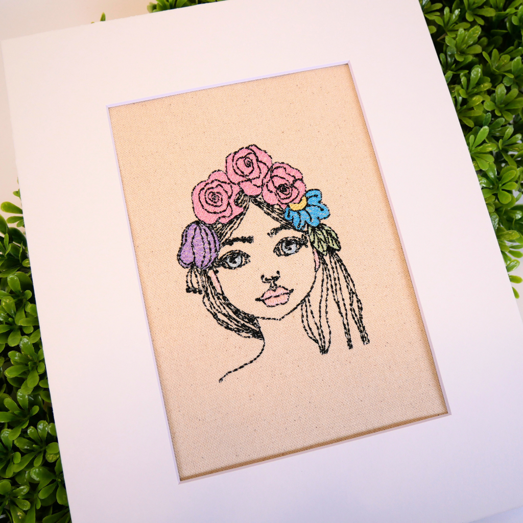 Girl with Floral Headband Art