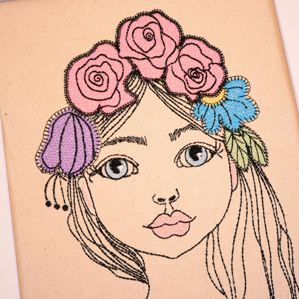 Girl with Floral Headband Art