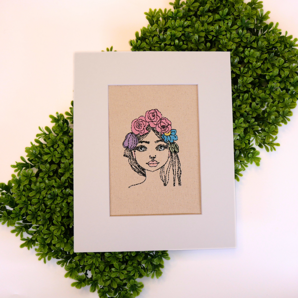 Girl with Floral Headband Art