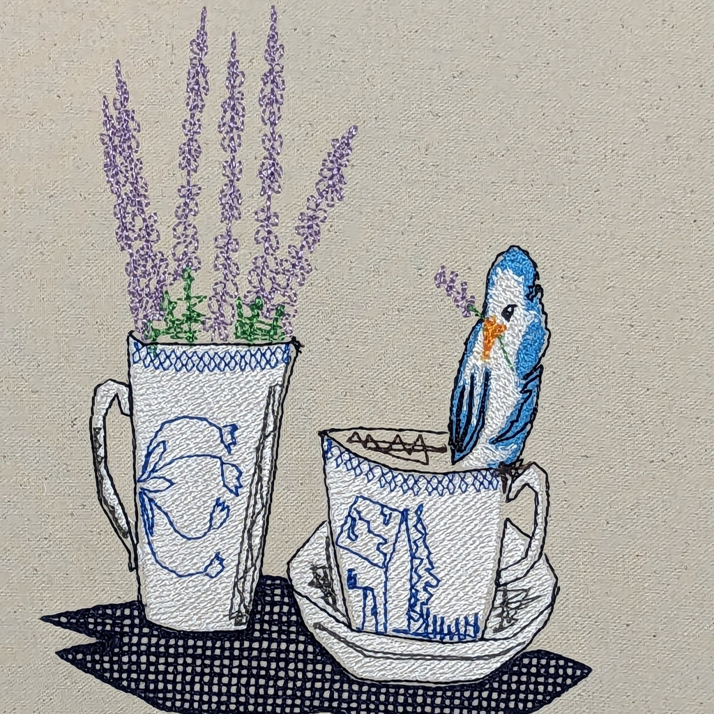 English Tea and Blue Bird Stitches of Art