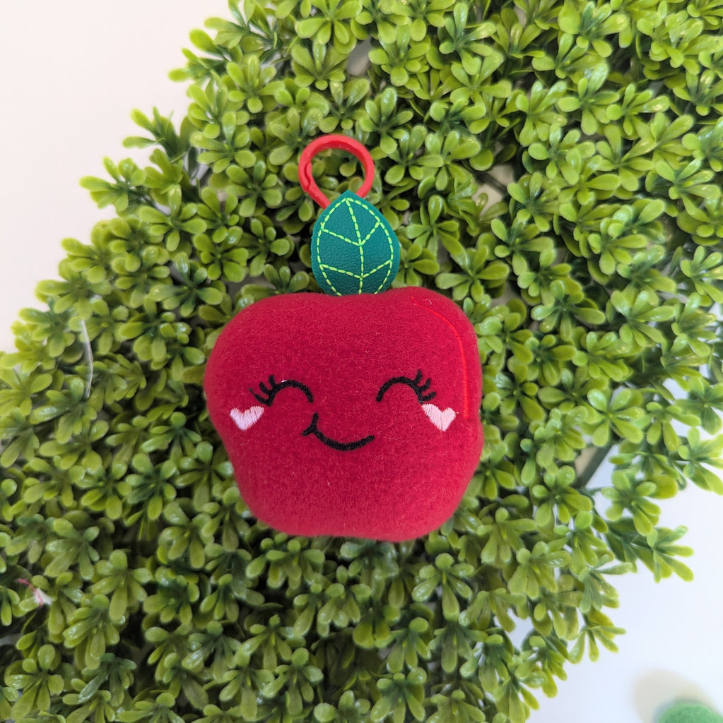 Apple and Worm Plush Keychain