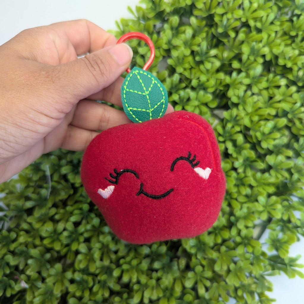 Apple and Worm Plush Keychain