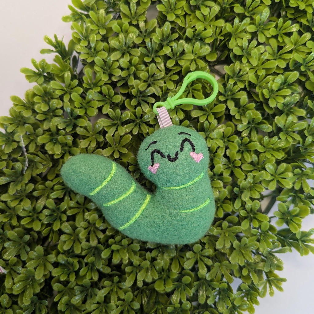 Apple and Worm Plush Keychain