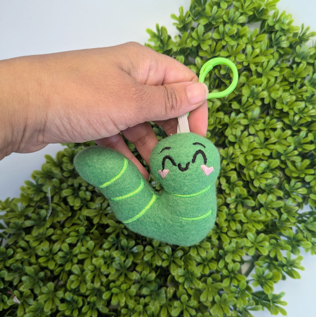 Apple and Worm Plush Keychain