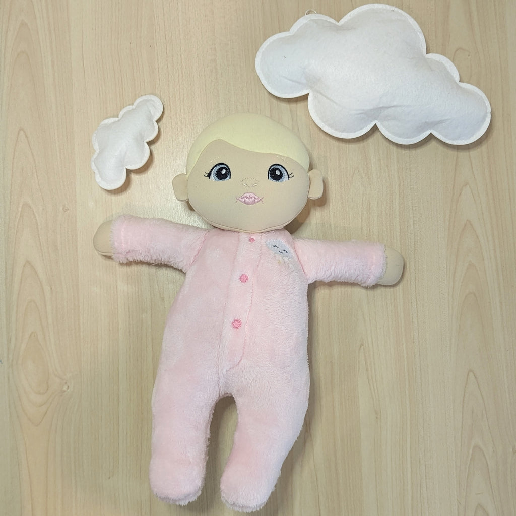 Cuddle Cutie: Pink Minky with Rain Cloud Embroidery