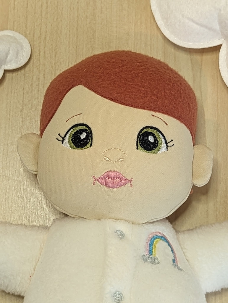 Cuddle Cutie: White Cuddle Minky with Rainbow Embroidery Detail