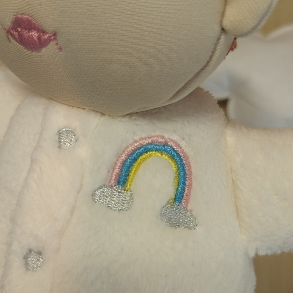 Cuddle Cutie: White Cuddle Minky with Rainbow Embroidery Detail