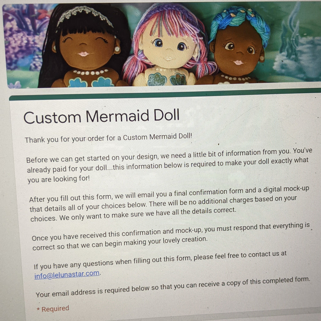 Custom Mermaid Doll Form